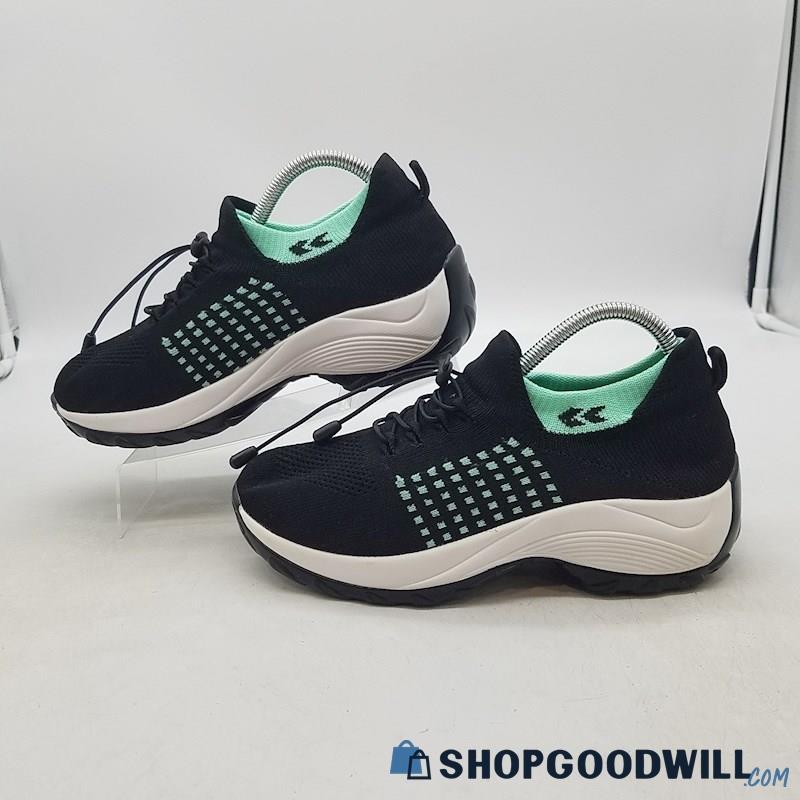 Comfort Wear Women's Healthecare Black/Teal Mesh Sneakers Sz 9-9.5 Eu 40