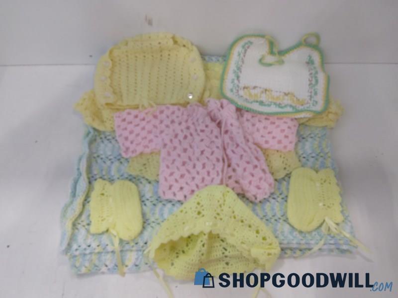 2.6LB LOT of Knitted Baby Gear - Winter Coats, Blankets, Hats, & MANY MORE