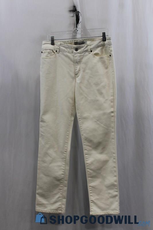 Chicos Womens White Slim Straight Jeans Sz S