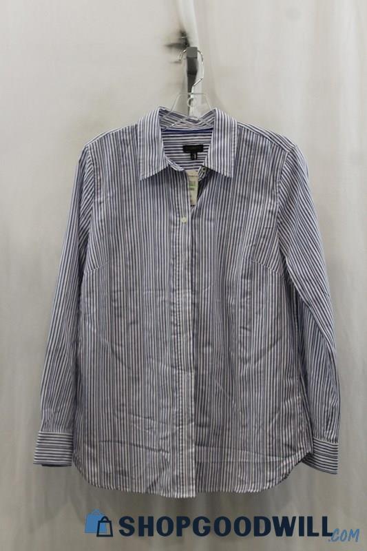 NWT Talbots Womens Blue/White Stripe Button Up Shirt Sz S