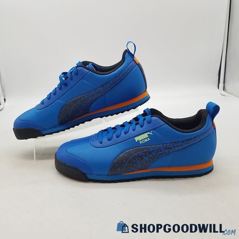 Puma Men's Roma Blue/Orange Nylon Sneakers Sz 8