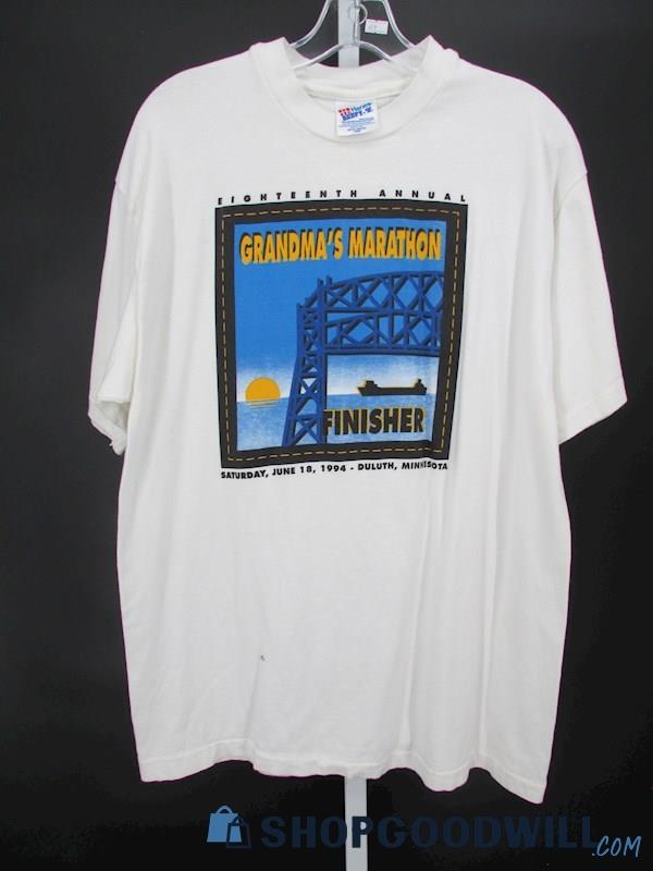 1994 Grandma's Marathon Men's White Graphic Single Stitch T-Shirt SZ L