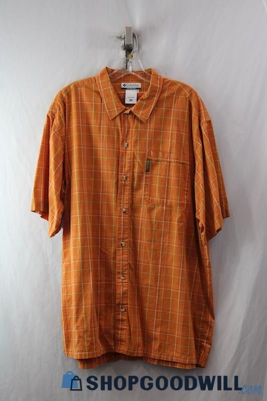 Columbia Men's Orange/Yellow Plaid Short Sleeve Button Up Sz XLT