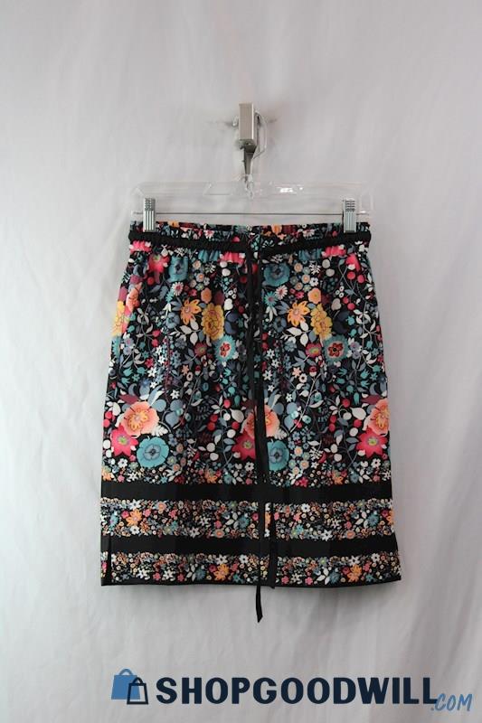 Loft Women's Multicolor Floral Print Chiffon Straight Skirt SZ XSP