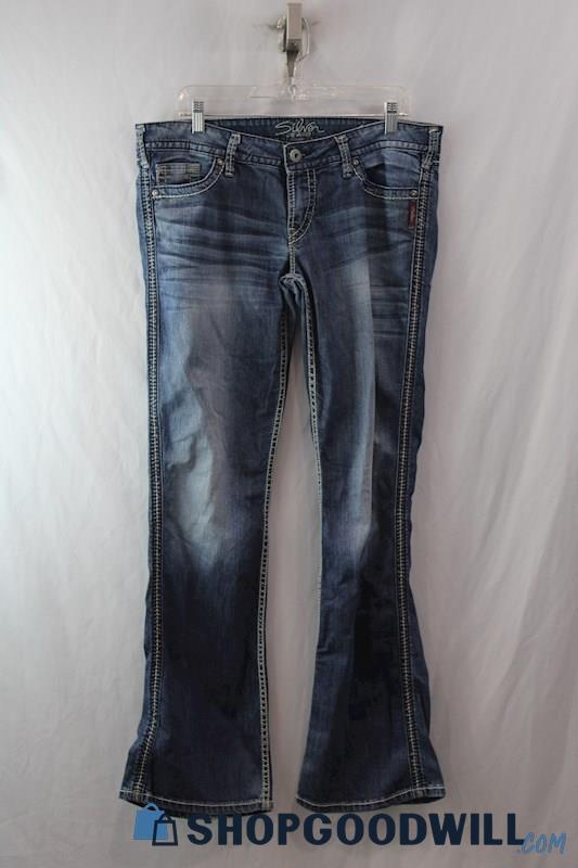 Silver Jeans Women's Weathered Blue Twisted Bootcut Jeans sz 32