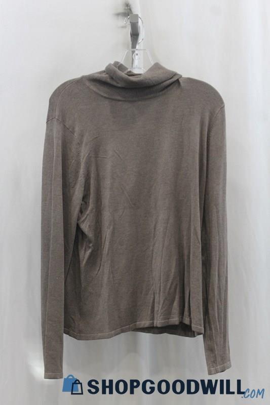 NWT Tahari Womens Heather Taupe Turtle Neck Sweater Sz XL