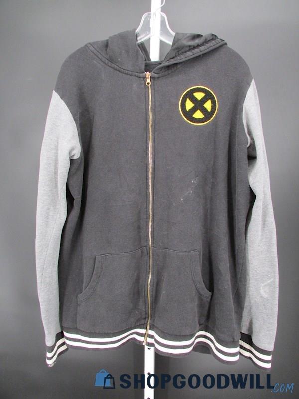 X-Men Xavier Institute Men's Black/Grey Full Zip Hoodie SZ 3XL