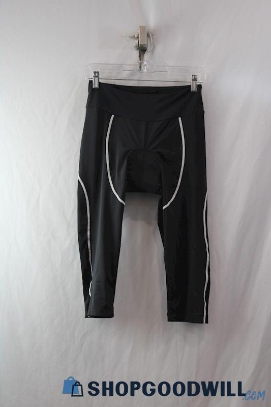 NWT Spoear Black Padded Reflective Cropped Stretch Bike Shorts SZ L