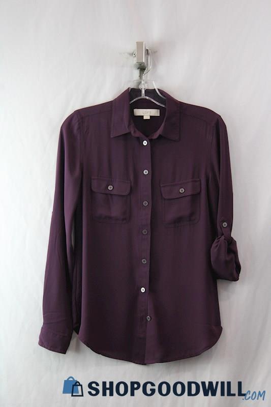 Loft Women's Mulberry Sheer Long Sleeve Button-Up Shirt SZ XS