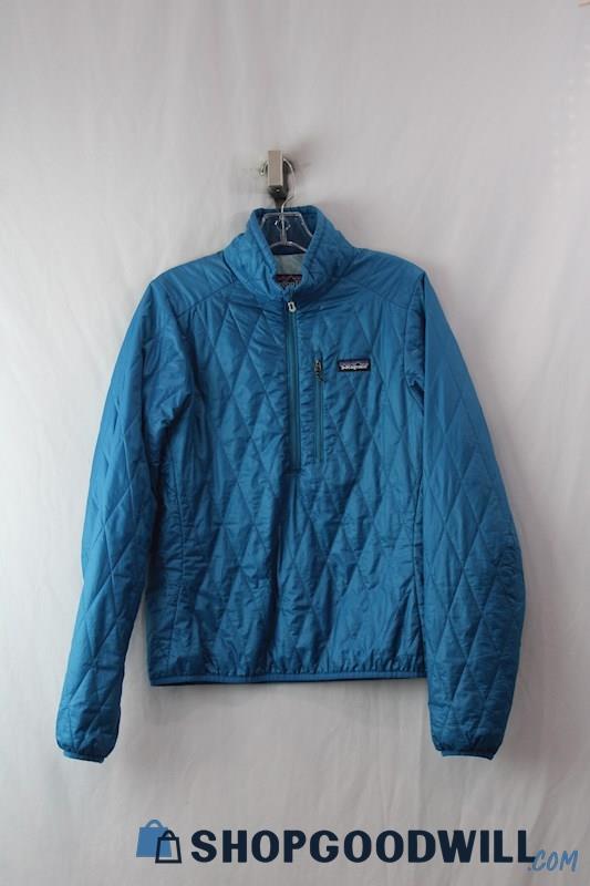 Patagonia Women's Blue 1/2 Zip Light Weight Puffer Bomber Jacket sz M