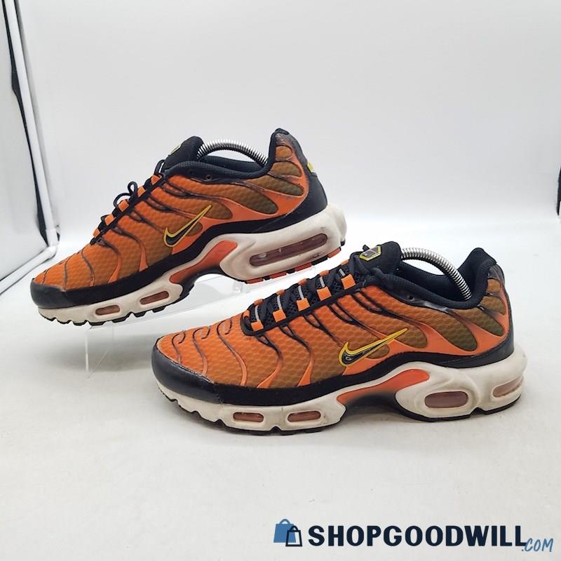 Nike Men's Air Max Plus Safety Orange/Black Synthetic Sneakers Sz 9