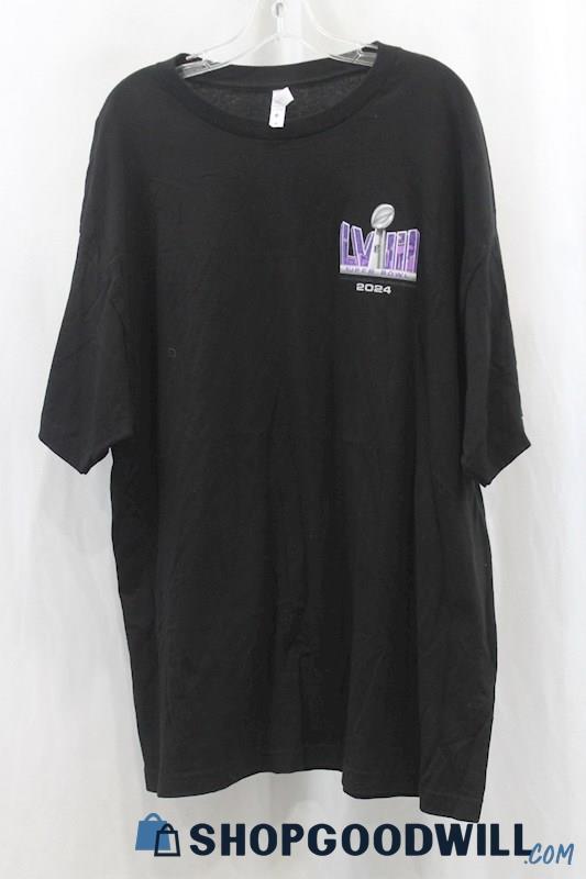 Super Bowl 2024 Men's Black Graphic Pullover T-Shirt SZ 2XL