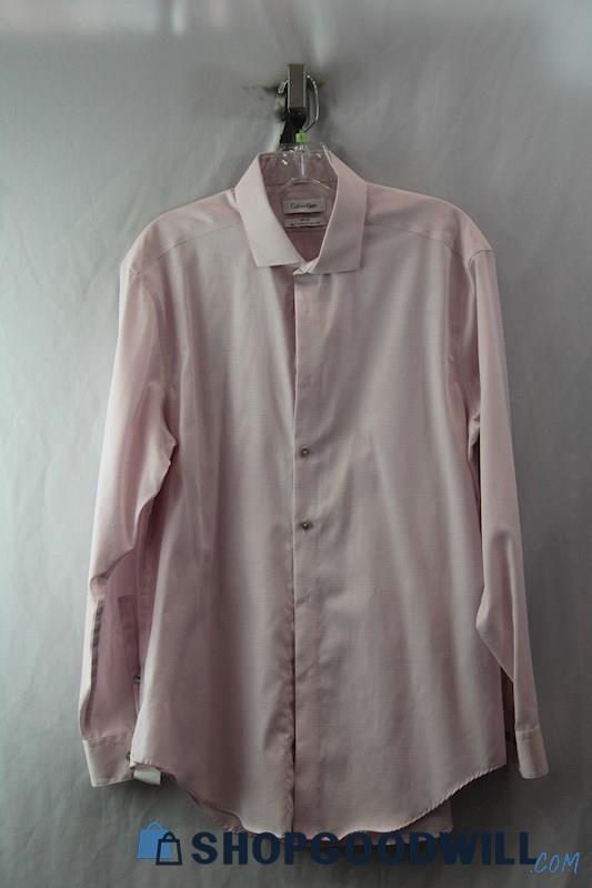 Calvin Klein Men's Pink/Magenta Micro Dot Slim Fit Button-Up Shirt SZ 16.5X32/33