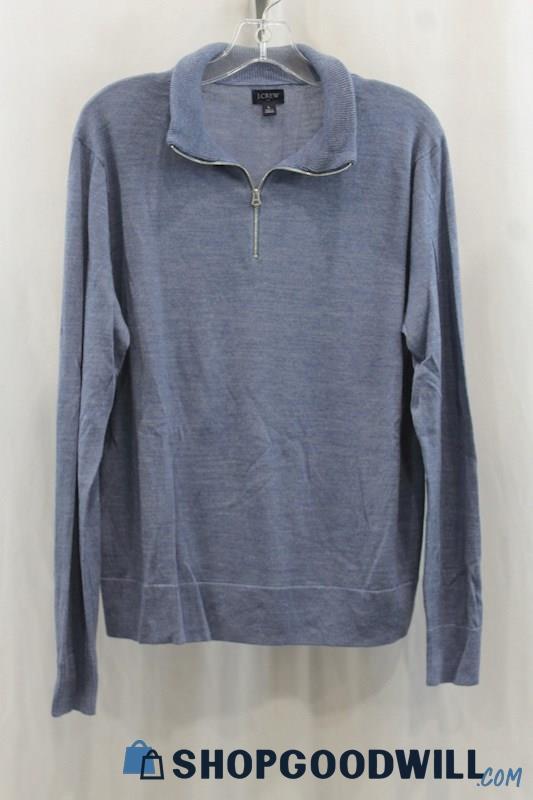 J.Crew Mens Heather Blue 1/4 Zip Sweater Sz L