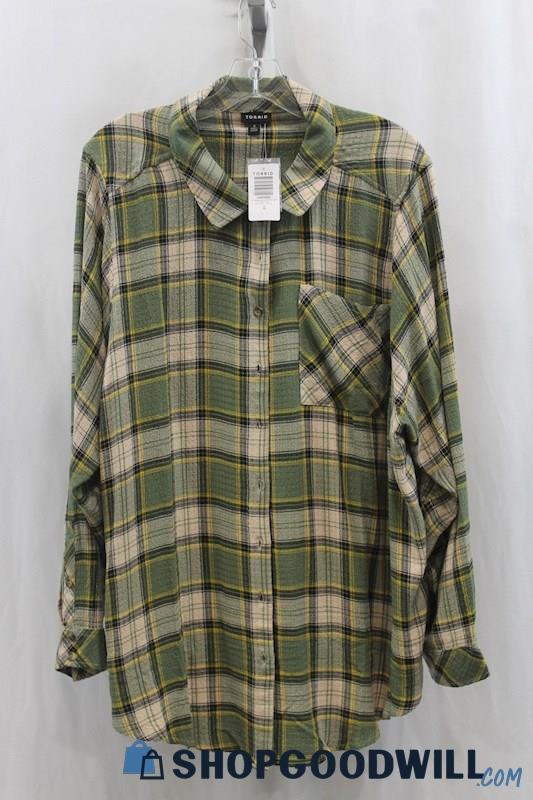 NWT Torrid Womens Green Plaid Flannel Sz 3X