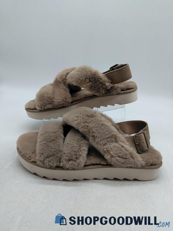 Koolaburra by UGG Women's Brown Fuzz-ee Flat Sandal SZ 11