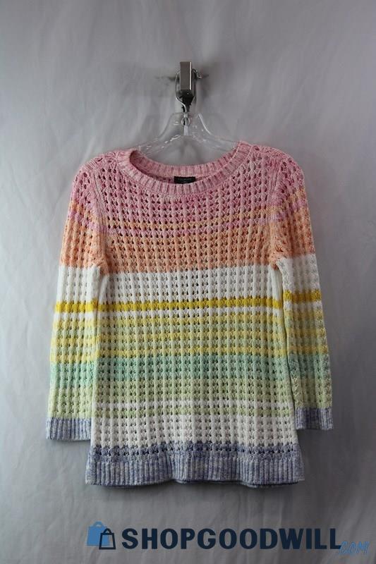 Talbots Women's Pastel Multicolor Loose Knit Sweater SZ P