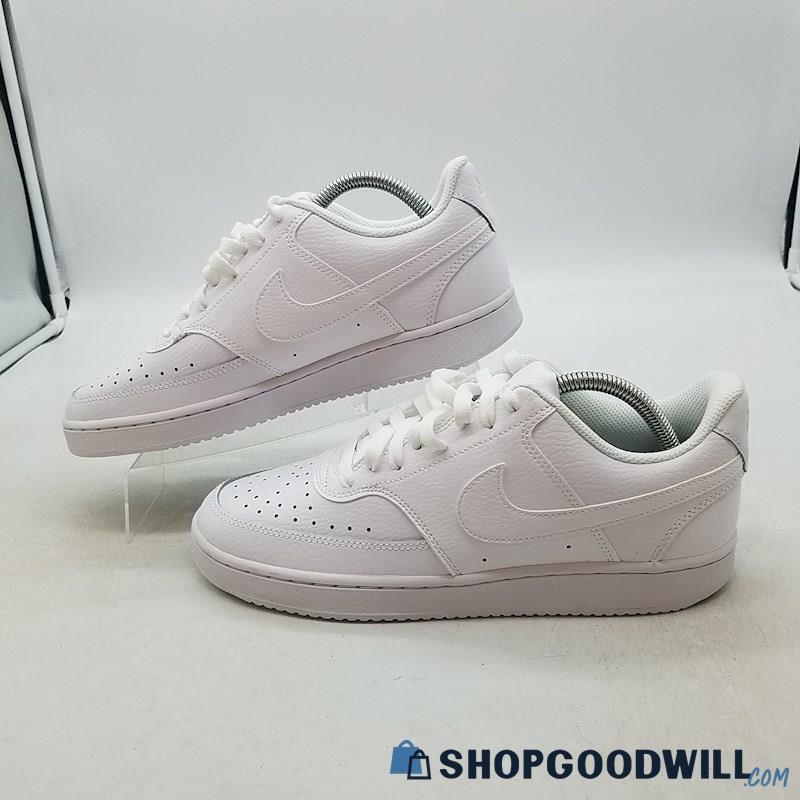 Nike Women's Court Vision Low White Faux Leather Sneakers Sz 9.5