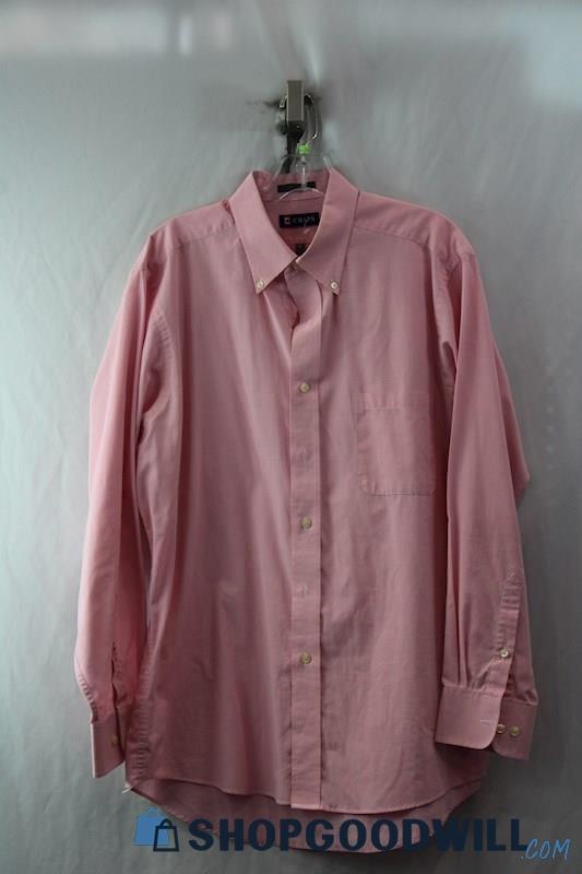 Chaps Men's Pink/White Micro Gingham Long Sleeve Button-Up Shirt SZ L