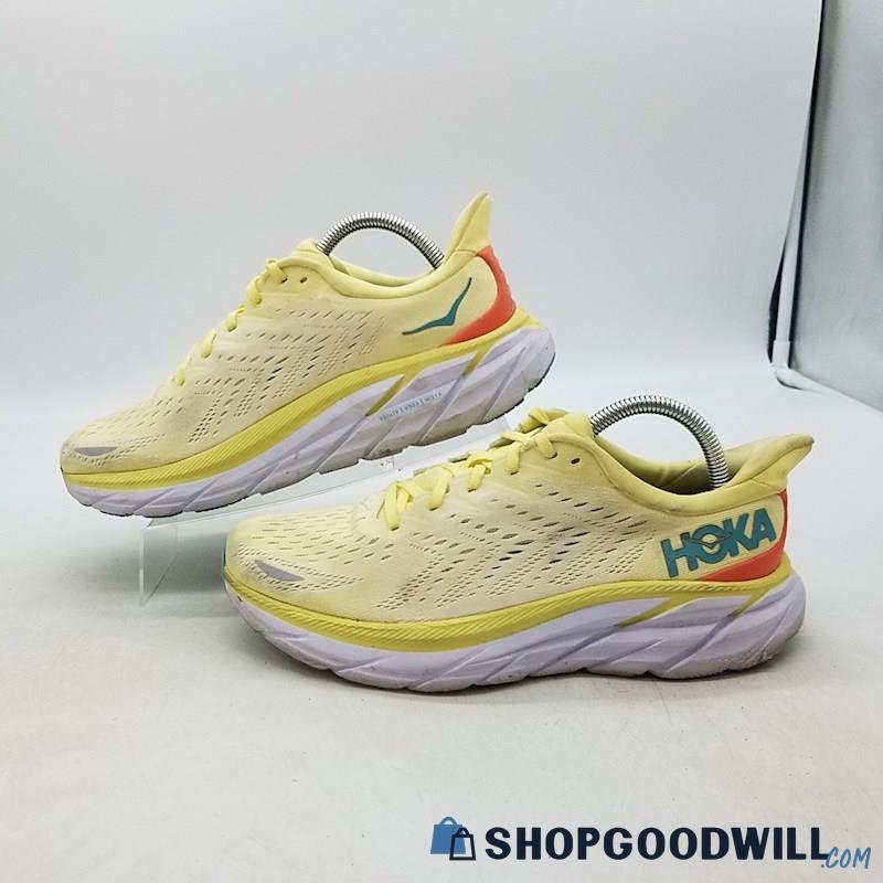 Hoka One One Women's Clifton Yellow Mesh Running Shoes Sz 9