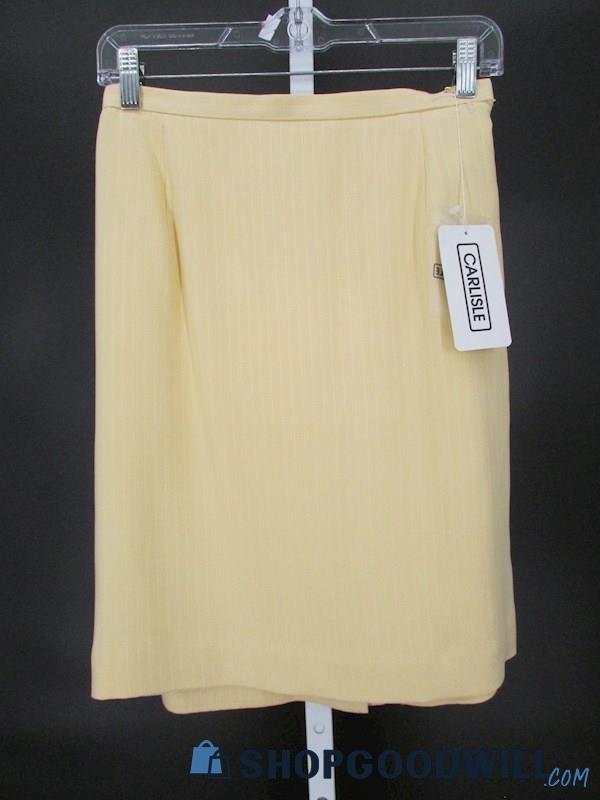 NWT Carlisle Women's Vintage Yellow Silk/Wool Straight Skirt SZ 4