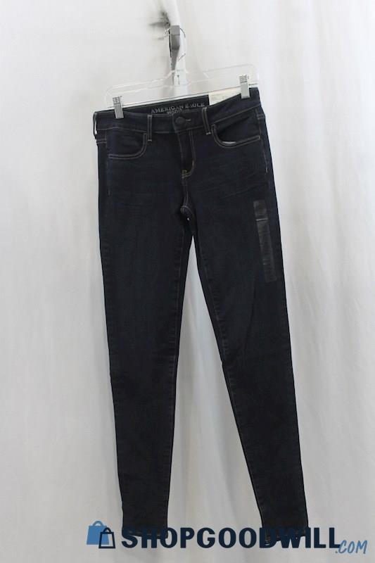 NWT American Eagle Womens Dark Blue Skinny Jeans Sz 4L