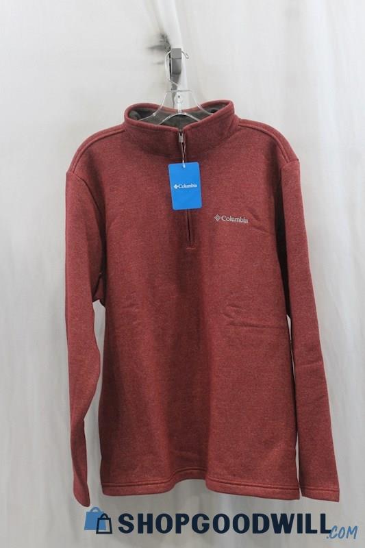 NWT Columbia Mens Heather Burgundy 1/4 Zip Sweater Sz L