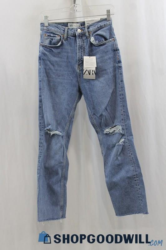 NWT Zara Womens Classic Blue Straight Jeans Sz 4