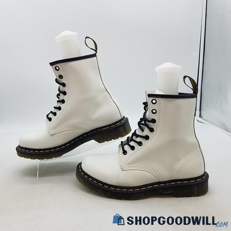 Dr. Martens Women's 11821 White Smooth Leather Combat Boots Sz 8