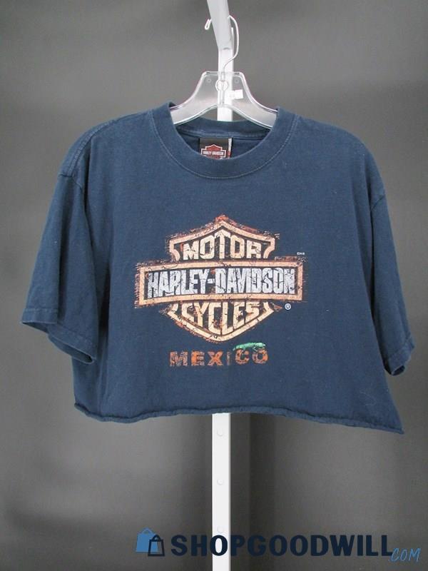 Harley-Davidson Mexico Women's Navy Cropped Short Sleeve T-Shirt SZ L