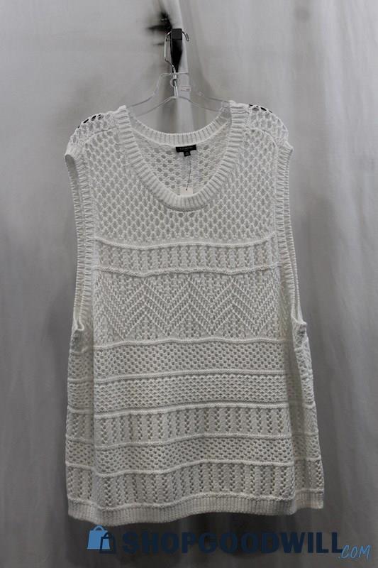 NWT Talbots Women's White Knit Vest Sweater SZ 3X