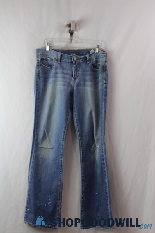 Lucky Brand Woman's Blue Straight Jeans w/ Knee Cut sz 10