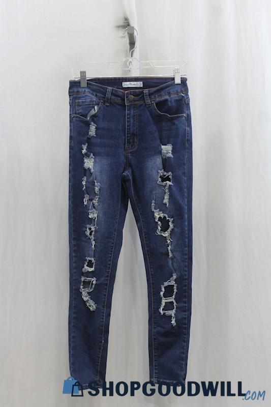 Vince Womens Blue Distressed Skinny Jeans Sz 5