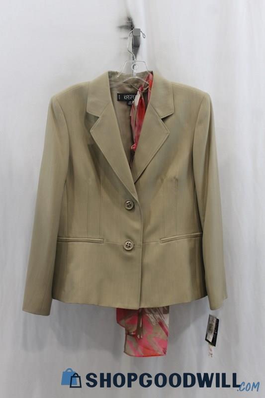 NWT Kasper Womens Mocha Brown Scarf Blazer Sz 14P