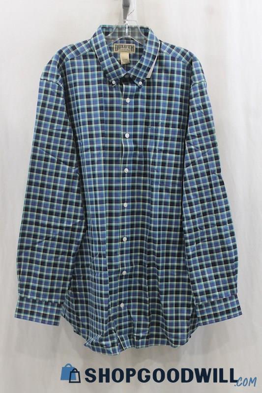 Duluth Trading Men's Blue Checker Pattern Button Up Shirt SZ XLT