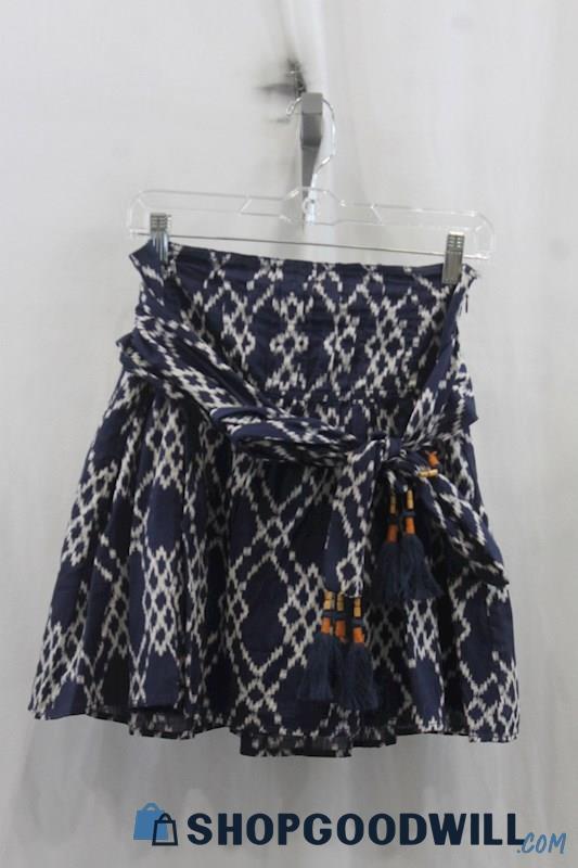 NWT Anthropologie Womens Navy/White Geopattern Skirt Sz XS