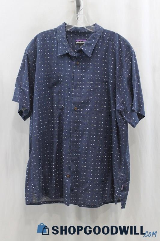 Patagonia Men's Blue/White Dot Pattern Button Up Shirt SZ XL