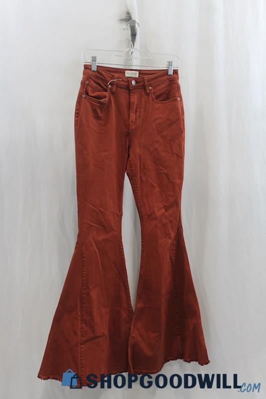 Shannon Womens Burnt Orange Flared Jeans Sz 28