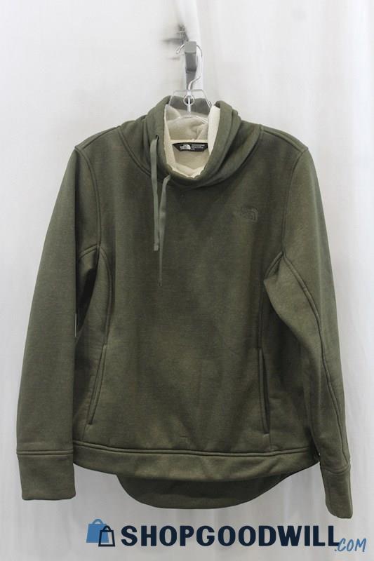 The North Face Womens Heather Dark Green Fleece Line Sweater Sz L