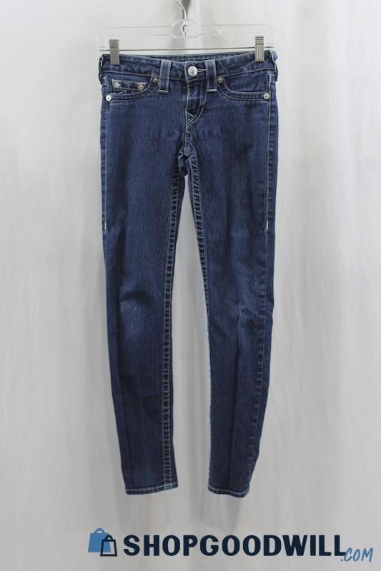 True Religion Women's Blue Skinny Ankle Jean SZ 25