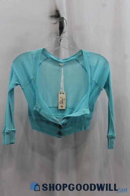 NWT Joie Women's Blue Crop Long Sleeve Shirt SZ XS