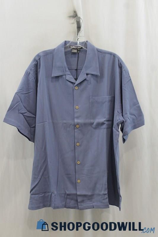 NWT Winter Silk Men's Blue Button Up Shirt SZ L