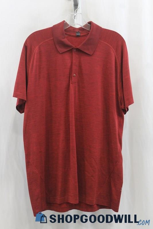 Lululemon Men's Heather Red Polo Shirt SZ XL