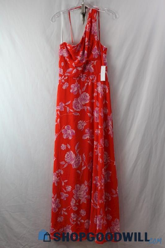 NWT Premier Amore Women's Red/Lavender Floral One Shoulder Maxi Dress sz 6