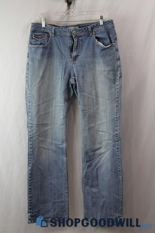 Chico's Women's Light Wash Blue Curvy Fit Straight Jeans sz L/12