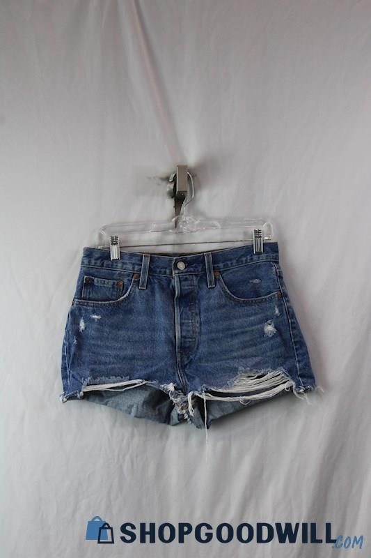 Levi's Women's Blue 501 Distressed Cut-Off Jean Shorts sz 29