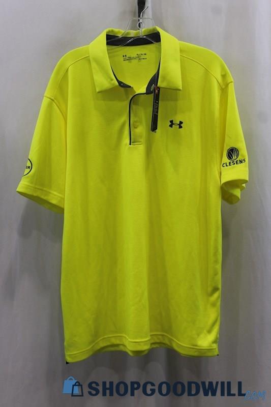 Under Armour Men's Neon Yellow Polo Shirt SZ XL