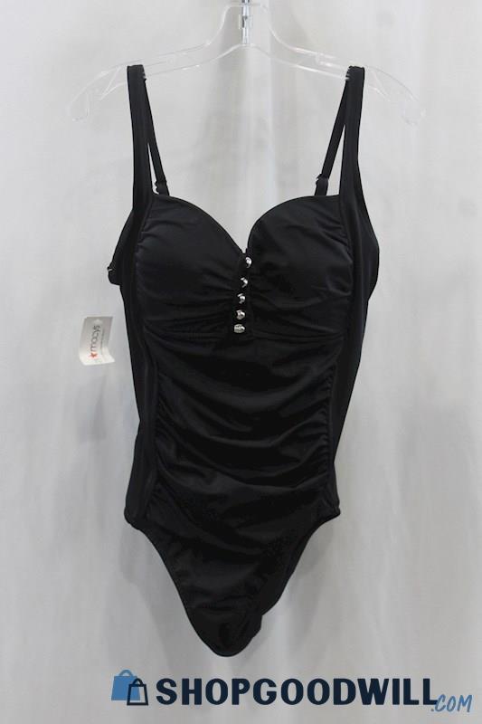 NWT Swim Solutions Women's Black One Piece Swimsuit SZ 16