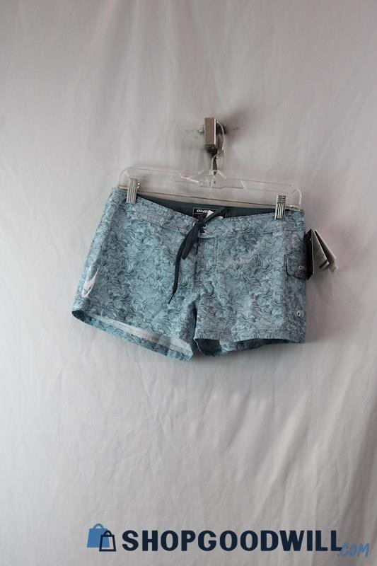 NWT O'Neill Women's Teal/Navy Pattern Pull On Hyperfreak Swim Short SZ 11