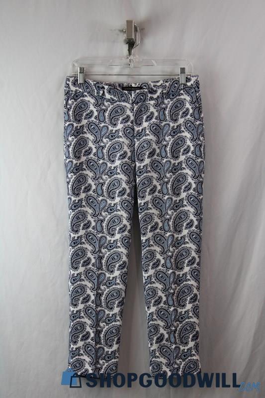 LOFT Women's Blue/White Paisley Pattern Ankle Dress Pant SZ 0P